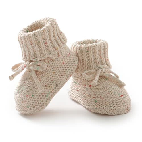 LAWKUL Baby Booties Newborn Babe First Walkers Non-Slip Stay On Boots Crib Shoes Sock Warm Knit Booties for Infant Boy Girl