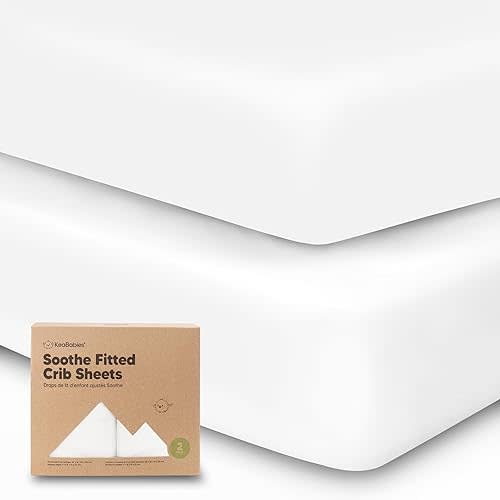 KeaBabies 2-Pack Organic Crib Sheets for Boys, Girls - Fitted Crib Mattress Sheet Neutral, Breathable Jersey Cotton Cover for Baby Bed, Toddler Mattress, Soft & Cute Prints (Soft White)