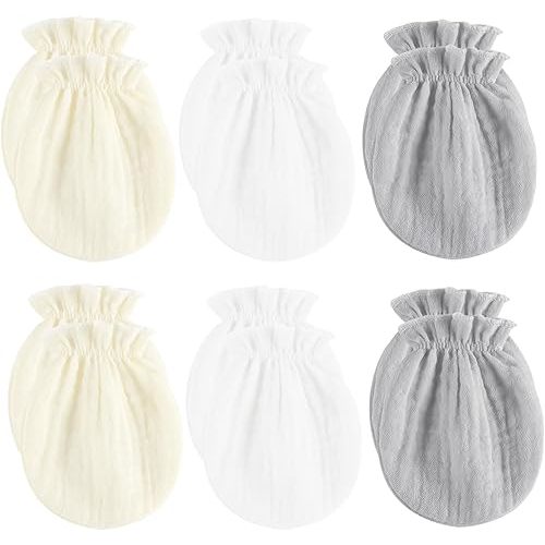 Newborn Mittens No Scratch 100% Cotton Mitts Boy's girl's baby Mittens 0-6 months 6 Pack