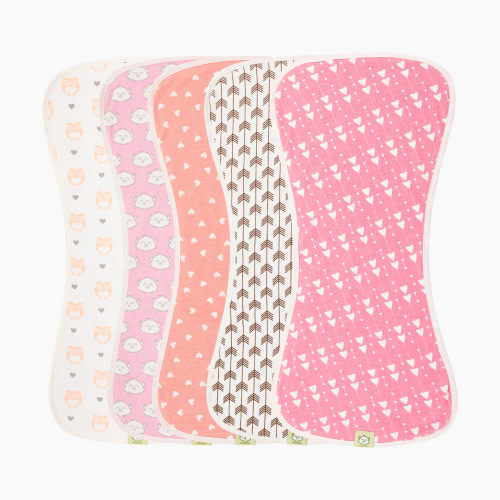 KeaBabies Urban Organic Burp Cloths (5 Pack) - Pink Dreams