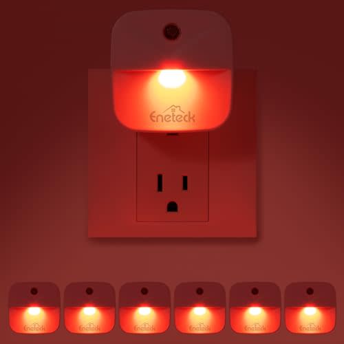 Eneteck LED Night Lights Plug into Wall,Soft Night Light with Dust to Dawn Sensor,Nightlight for Travel,Kitchen,Adults, Bathroom,Bedroom,Stairs,Nursery,Hallway,6 Packs,Red Light