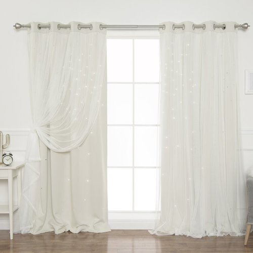 Andover Mills™ Baby & Kids Jenifer Tulle Overlay Star Cut Out Solid Room Darkening Grommet Curtain Panels & Reviews | Wayfair