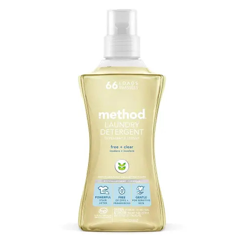 Method Liquid Laundry Detergent; Fragrance Free + Clear; Plant-Based Stain Remover; 66 Loads per 53.5 fl oz bottle; (Pack of 1)
