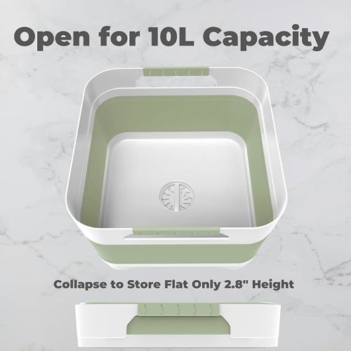 Wash Basin for Baby Bottles, Versatile Wash Tub for Kitchen, RV, Outdoor Camping Sink, Sturdy Bottle Tub Easy to Clean (Green) - Mint Green