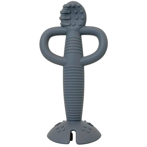 Busy Baby Teething Spoon - 2-in-1 Teether and Training Spoon for Self Feeding, Dishwasher Safe, BPA Free, Food Grade Silicone (Pewter)