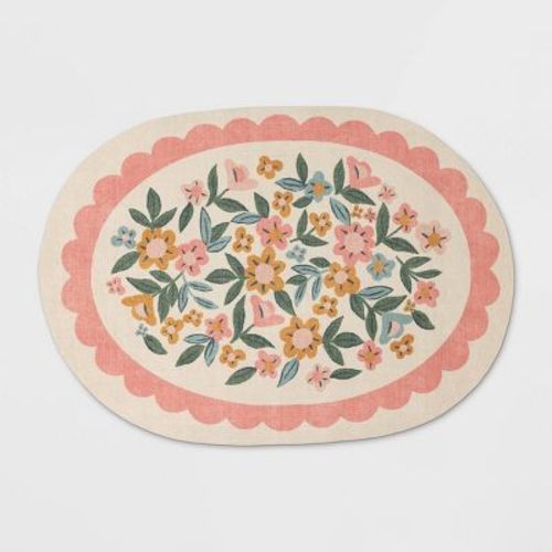 4'x6' Ditzy Floral Oval Kids' Rug - Pillowfort™