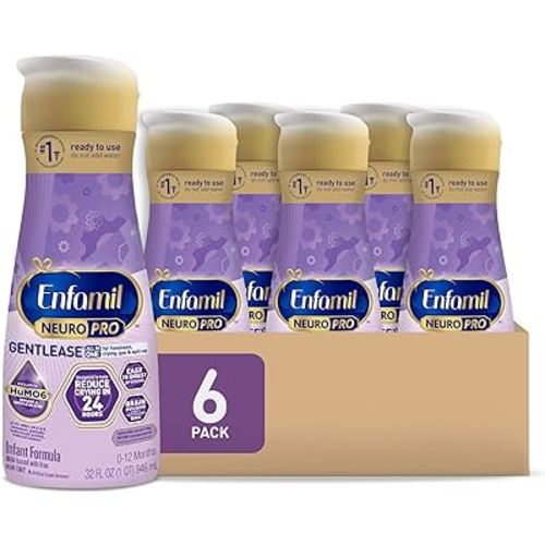 Enfamil NeuroPro Gentlease Baby Formula, Brain Building DHA, HuMO6 Immune Blend, Designed to Reduce Fussiness, Crying, Gas & Spit-up in 24 Hrs, Ready-to-Feed Infant Formula, Liquid, 32 Fl Oz (6 Count)
