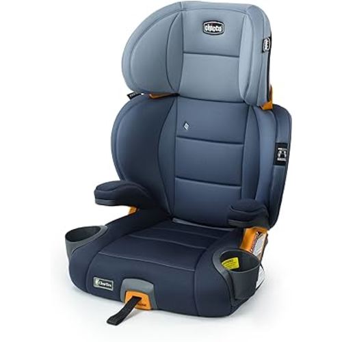 Chicco KidFit ClearTex Plus 2-in-1 Belt-Positioning Booster Car Seat, Backless and High Back Booster Seat, for Children Aged 4 Years and up and 40-100 lbs. | Reef/Navy