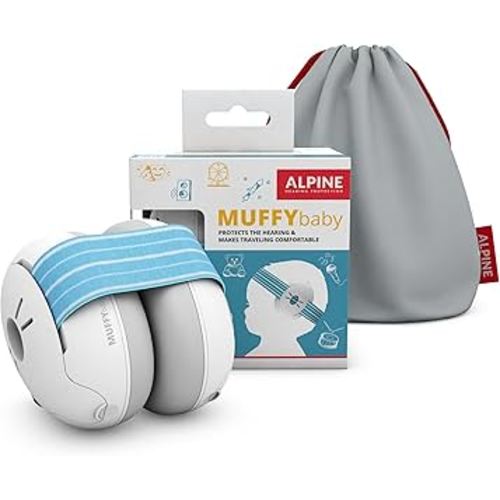 Alpine Muffy Baby Ear Protection for Babies and Toddlers up to 36 Months - CE & ANSI Certified - Noise Reduction Earmuffs - Comfortable Baby Headphones Against Hearing Damage & Improves Sleep - Blue