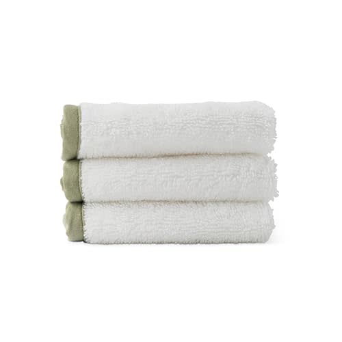 Lalo Baby Washcloths 3-Pack - 100% Organic Cotton, Soft & Absorbent, Gentle on Sensitive Skin, Machine Washable Soft Kids Washcloths - Sage