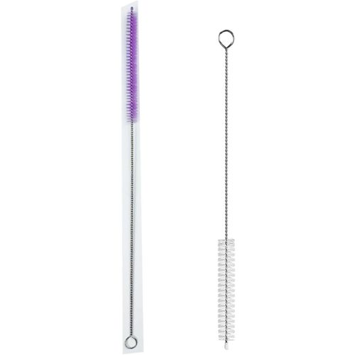 2 Pack Straw Cleaner Brush, Reusable Metal Handles Straw Cleaner Brush Extra Long for Stanley Mug 40, 30, 20 oz, 10mm Wide for Sippy Cup, Water Bottle and Tubes (Clear+Purple)