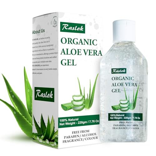 Raslok Aloe Vera Gel | 100% Pure Natural Aloe Gel For Moisturizing Face Skin & Hair Care,Durable Moisturizing Hydrating Soothing, Non-Sticky (7.7 OZ)