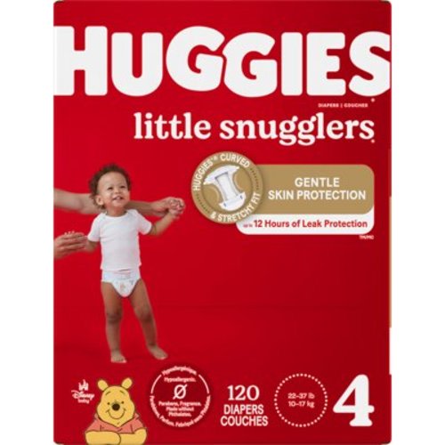 Huggies Little Snugglers Size 4 Baby Diapers, 120 Count, Gentle Skin Protection, Leak Lock System, Hypoallergenic
