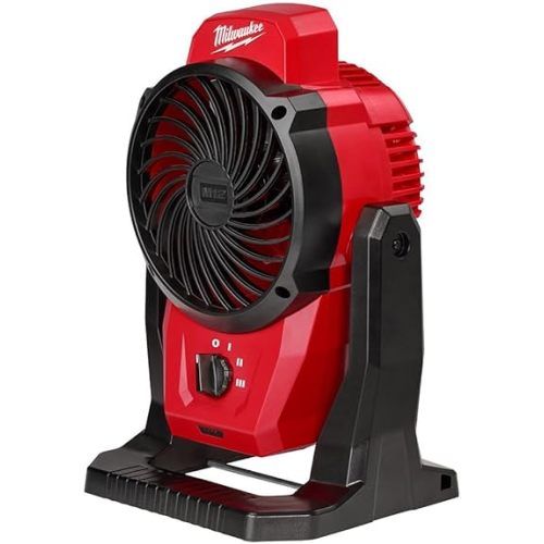 Milwaukee M12 Mounting Fan - Bare Tool Only, No Charger, No Battery, Red, Medium
