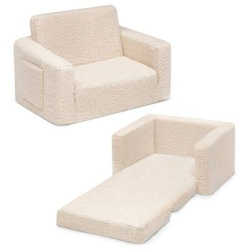 Delta Children Kids' Cozee Flip-Out Faux Shearling 2-in-1 Convertible Chair - Pink