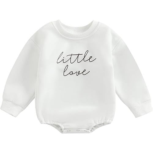FYBITBO Baby Girl Boy Crewneck Sweatshirt Bubble Romper Long Sleeve Shirt Onesie Valentines Outfit Fall Clothes