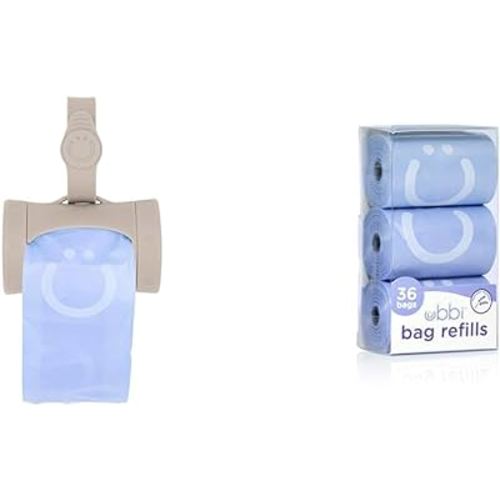 Ubbi Retractable On-the-Go Diaper Bag Dispenser with 36 Lavender Scented Refill Bags for Baby Travel