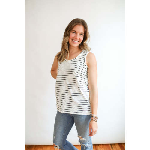Stripe Invisible Zip Breastfeeding Tank Top - Movemama