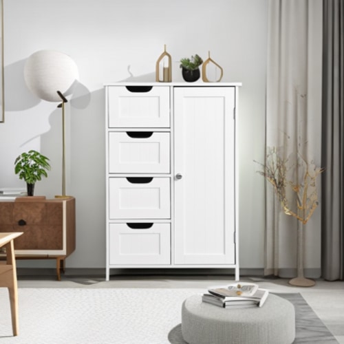 Swonuk 4-Drawer Wood Chest of Drawers, Modern Storage Cabinet for Bathroom, Closet, Entryway, Hallway, Nursery