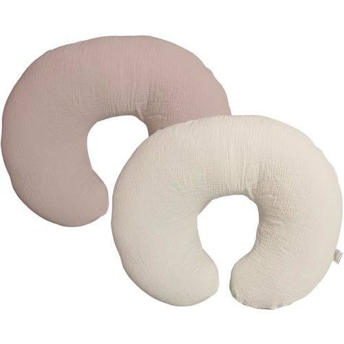 Nursing Pillow Cover,Muslin Cotton,Removable Cover for Breastfeeding Pillows, 2-Pack Pillow Covers, Ultra-Soft Baby Nursing Pillow, Fits Newborn Feeding Pillow 22.5IN*18IN (Sand) - Wheat