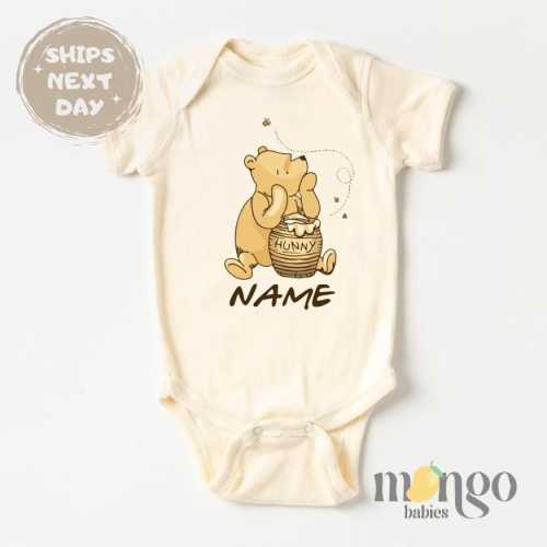 Custom Name Baby Bodysuit Classic Pooh Sweatshirt Personalized Kids Tshirt Baby Outfit Cute Baby Bear Personalized Gift for Baby Shower Gift