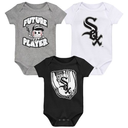 Newborn & Infant Chicago White Sox Heather Gray/Black/White Minor League Player Three-Pack Bodysuit Set