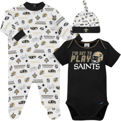 3-Piece Baby Boys New Orleans Saints Bodysuit, Sleep &#39;N Play, and Cap Set