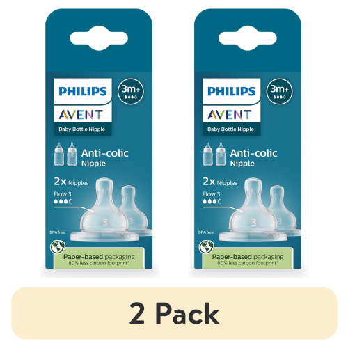 (2 pack) Philips Avent Anti-colic Nipples - Flow 3, 2-Pack, SCY763/02