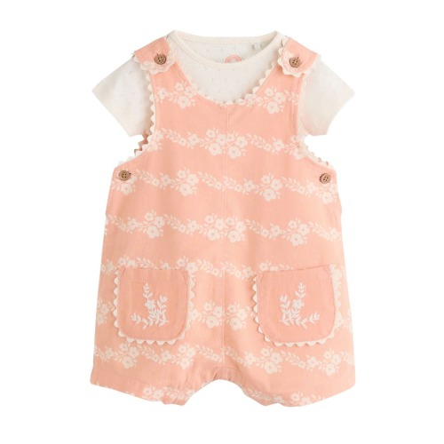 Orange Floral Romper & Bodysuit Set, 9-12M
