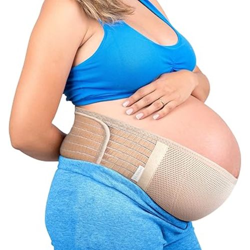 Maternity Belly Band for Pregnant Women | One Size Fits XS-XXL | Machine Washable Maternity Belt | Pregnancy Belly Support Band For Hip Back & Pelvic Pain Relief | Fits Every Body (Beige)