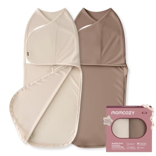 Momcozy Swaddles for Newborns, Quiet Fastener Swaddle for Infant 0-3 Months | New-Parent-Friendly Sleep Sack, Reduce Startle Reflex, Newborn Boys Girls Registry Essentials, 2-Pack, Harmony