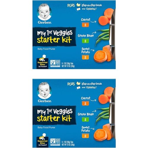 Gerber My 1st Veggies Starter Kit, Carrot, Green Bean & Sweet Potato Puree, 2 Ounce - 6 Count (Pack of 2)