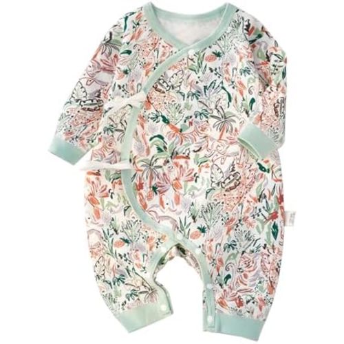 100% Organic Cotton Soft 0-6 Months Newborn Baby Romper Jumpsuits for Boys and Girls Unisex Long Sleeve