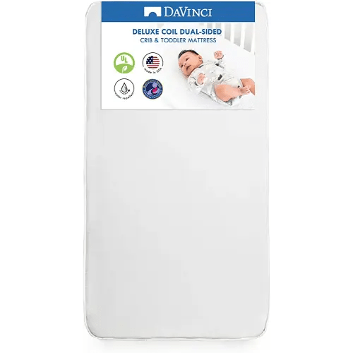 DaVinci Deluxe Coil Dual-sided Crib & Toddler Mattress, Extra firm, Waterproof, Greenguard Gold Certified
