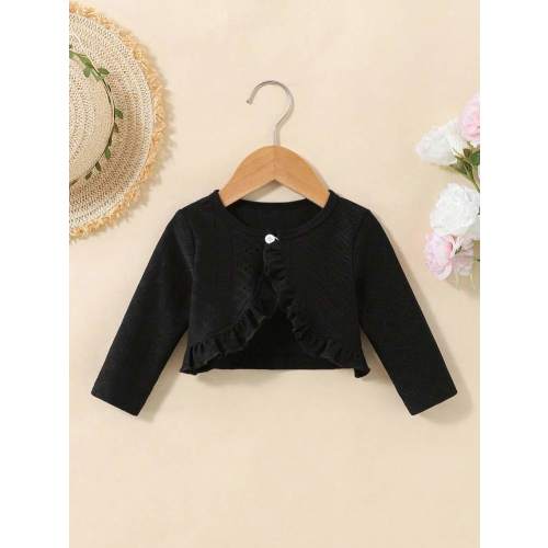 SHEIN Playful Pals Baby Girl Textured Fabric Comfortable Versatile Daily Casual Jacket, Spring/Summer | SHEIN USA