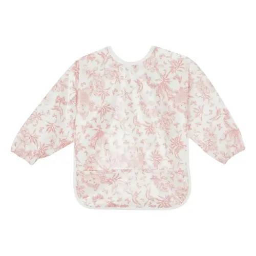 Tartine et Chocolat - Toile de Jouy coated bib with sleeves - Peach | Smallable