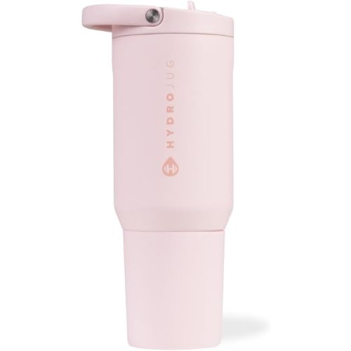 HydroJug Sport - Stainless Steel Tumbler with Straw, Vacuum Insulated, 20oz Leakproof Water Bottle, Ergonomic Design, Reusable, Dishwasher Safe, Rubber Base, Durable for Gym or Outdoors, Pink Sand