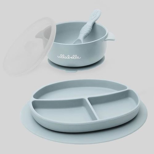 WeeSprout Suction Bowls for Baby (Set of 2) - 100% Silicone Toddler Bowl  w/Plastic Lid - Leak Proof Feeding Supplies - Dishwasher & Microwave Safe