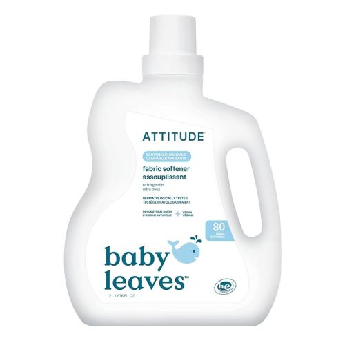 ATTITUDE Baby Laundry Fabric Softener Liquid, Vegan and Naturally Derived Detergent, Plant Based, HE Washing Machine Compatible, 80 Loads, Chamomile, 67.6 Fl Oz (AMAZON EXCLUSIVE)