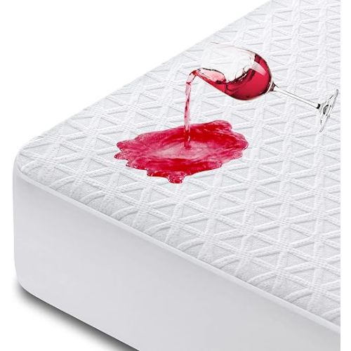 Premium 100% Waterproof Mattress Protector King Size, Breathable Bed Cover 3D Air Fabric Cooling Mattress Pad Cover Smooth Soft Noiseless Washable, 8''-21'' Deep Pocket