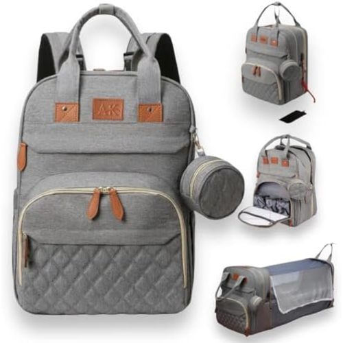 Diaper Bag Backpack, Large Diaper Bag with Changing Station,Waterproof with Insulated Pockets and USB Charging Port, gray (gray)