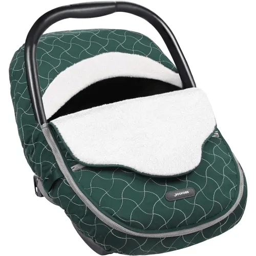 Yoofoss Baby Car Seat Cover Winter Carseat Canopies Cover to Protect Baby from Cold Wind, Super Warm Plush Fleece Baby Carrier Cover for Infant Boys Girls (Dark Green)