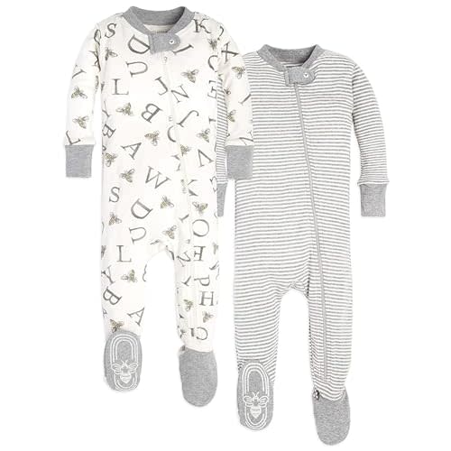 Burt's Bees Baby Boys' Pajamas, Zip-Front Non-Slip Footed Sleeper, Organic Cotton