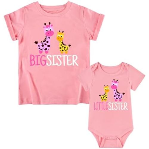 Funnycokid Big Sister Little Sister Matching Outfits Toddler Girl Shirt Newborn Clothes