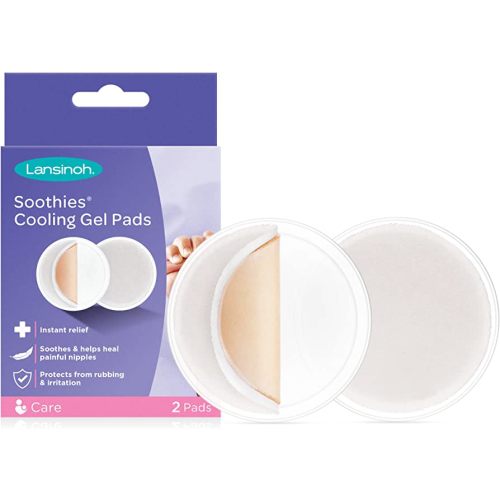 Lansinoh Soothies Cooling Gel Pads, Breastfeeding Essentials, Provides Cooling Relief for Sore Nipples, 2 Count (Pack of 1)