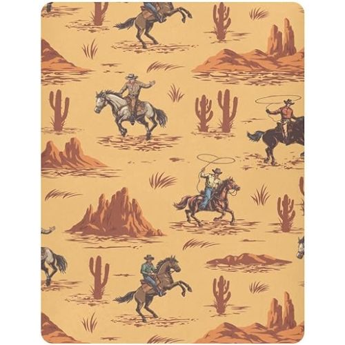 Western Cowboy American Crib Sheets Soft Breathable Fitted Baby Playard Sheets Mattress Cover for Girl Boys, 39" x 27" x 5"