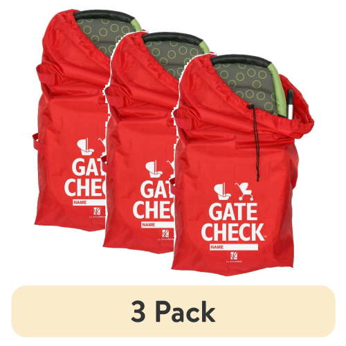(3 pack) J.L. Childress Univeral Gate Check Travel Bag for Strollers and Car Seats - Extra Large Airplane Travel Bag, Red