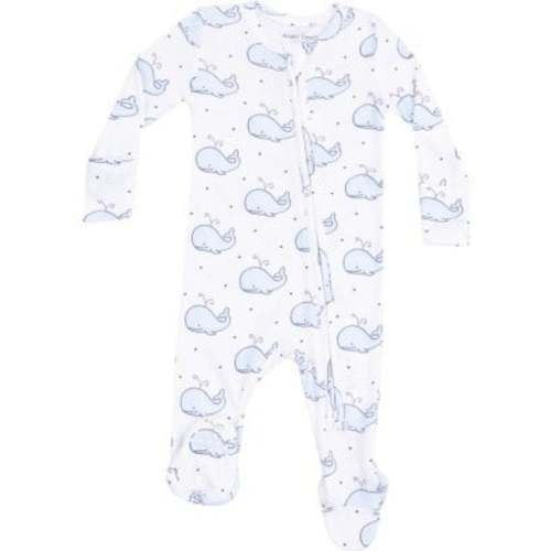 2 Way Zipper Footie, Bubbly Whale Blue - Angel Dear | Maisonette