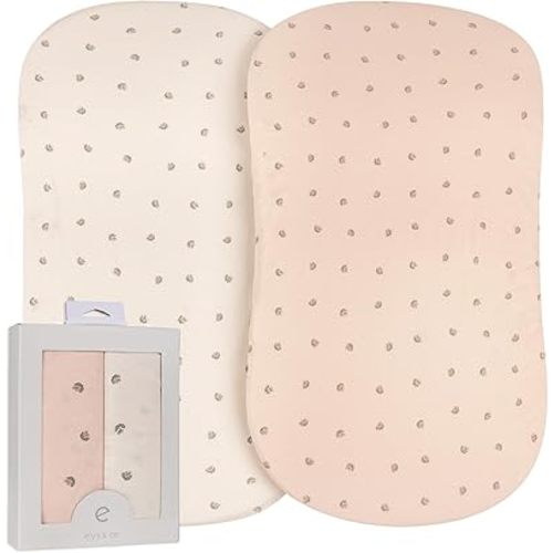 Ely’s & Co. Bassinet Sheets, Baby Girl Fitted Bassinet Mattress Sheet Set, 2 Pack, 100% Jersey Knit Cotton, Pink Vintage Floral Collection, 32”x16”x3”