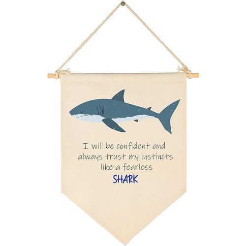 Sea Animals Decor-Ocean Flag Sign Gifts for Baby Boys Girls Kids-Banner Wall Decor Gifts for Nursery Bedroom Playroom Front Door-Montessori Learning-Under the Sea Educational Flag-shark